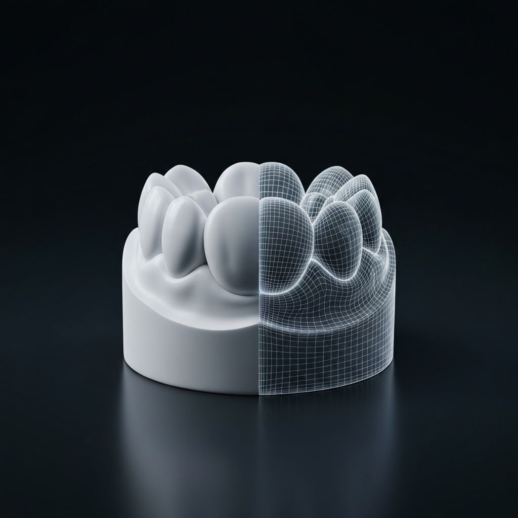 Hybrid wireframe and solid dental crown model